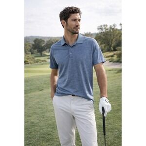 Lululemon Mens M Blue Short Sleeve Polo Shirt Performance Breathable Casual